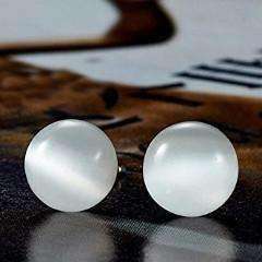 Feshionn IOBI Earrings Mystical White Cat Eye Gemstone Bead Thread Earrings