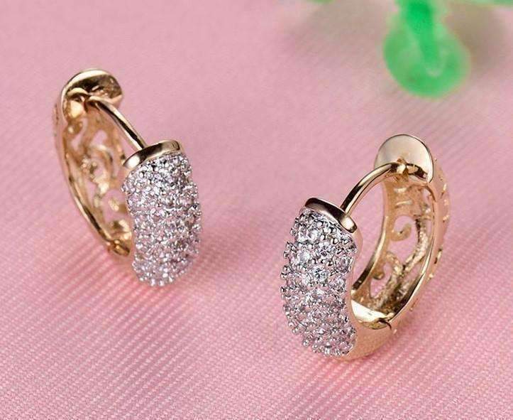 Feshionn IOBI Earrings OB Youthful Collection - Petite Diamond Pave Platinum or 18K Yellow Gold Filigree Hoop Earrings