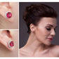 Feshionn IOBI Earrings Passion Rubellite Cushion Cut 6.6CTW IOBI Precious Gems Halo Earrings