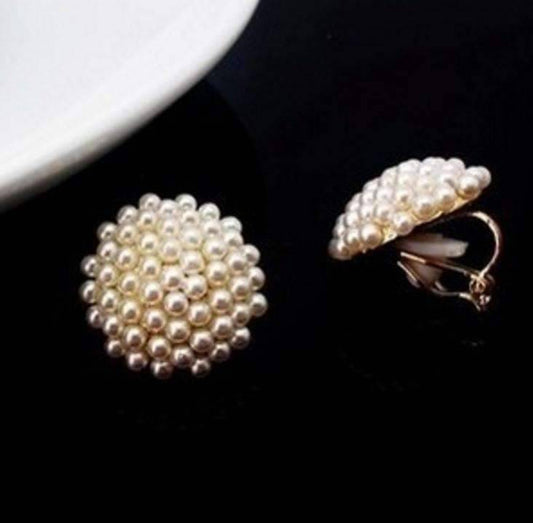 Feshionn IOBI Earrings Pearl Bead Cluster Clip-On Earrings