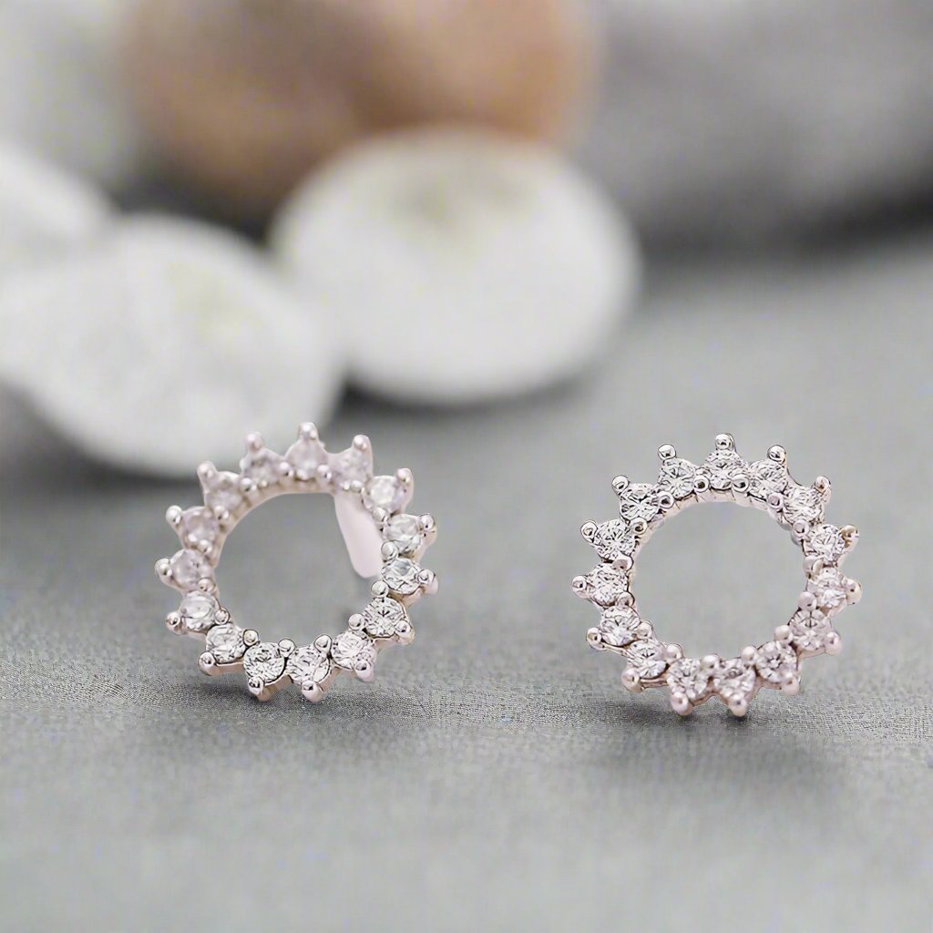 Feshionn IOBI Earrings Perfect Circle Austrian Crystal Stud Earrings