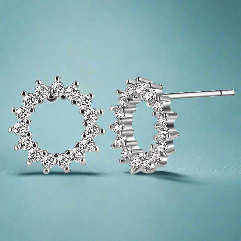 Feshionn IOBI Earrings Perfect Circle Austrian Crystal Stud Earrings