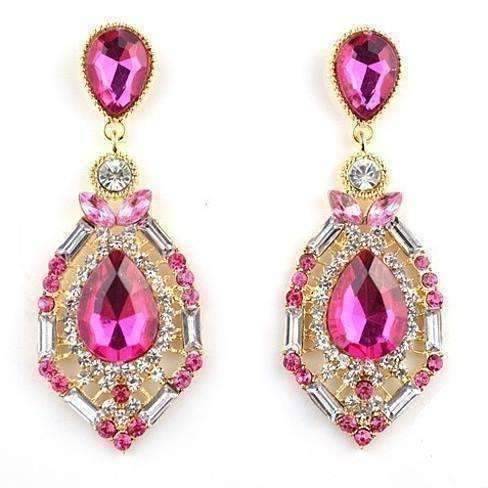 Feshionn IOBI Earrings Pink "Pink Alexandria" Crystal Drop Earrings