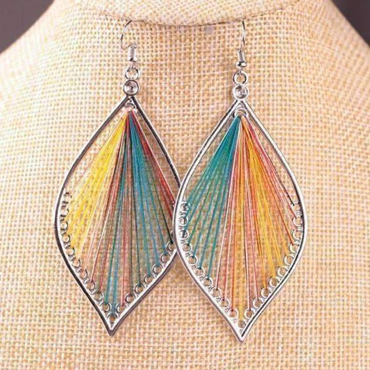 Feshionn IOBI Earrings Rainbow Global Beauty Silk Thread String Art Drop Earrings In Three Colors