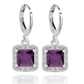 Feshionn IOBI Earrings Regal Purple / Standard Regal Princess Cut Halo Swiss CZ Drop Hoop Earrings