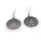 Feshionn IOBI Earrings Round Roman Stamped Medallion Silver Hook Earrings