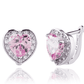 Feshionn IOBI Earrings Sapphire Pink Magnificent Halo Heart Leverback Earrings in Clear, Pink or Blue Sapphire