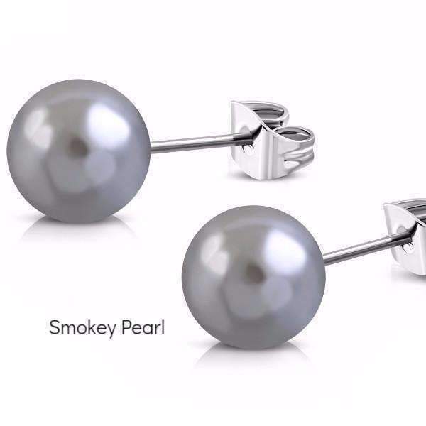 Feshionn IOBI Earrings Smokey Pearl Colorful Medley Pearl Bead Earrings on Stainless Steel ~ 11 Colors to Choose!