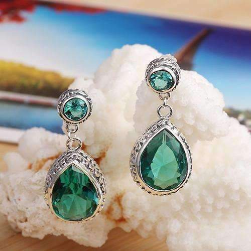 Feshionn IOBI Earrings Water Drop Green Amethyst Prasiolite On Sterling Silver Stud Earrings