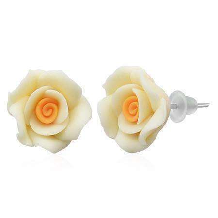Feshionn IOBI Earrings White White and Orange Rose Stud Earrings