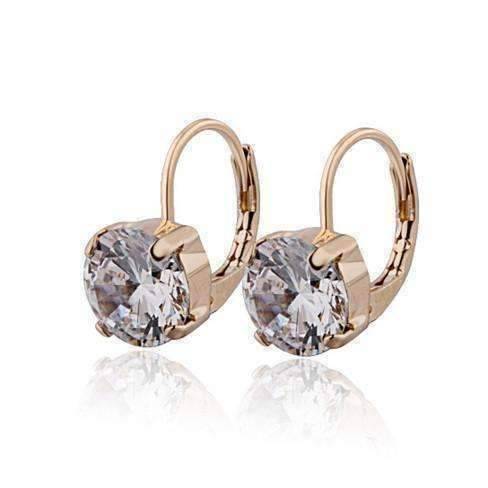 Feshionn IOBI Earrings Yellow Gold 18K Gold Filled with Solitaire Austrian Crystal Earrings