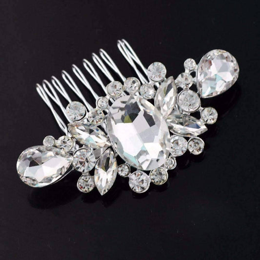 Feshionn IOBI Hair Jewelry Silver Facets Crystal and Silver Plated Hair Comb
