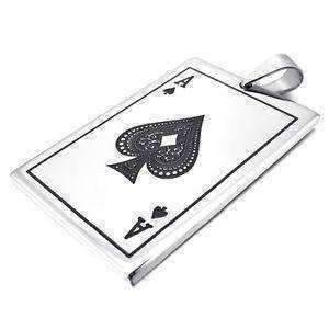 Feshionn IOBI Necklaces Ace Casino Poker Playing Cards Stainless Steel Pendant Necklace ~ Your Choice