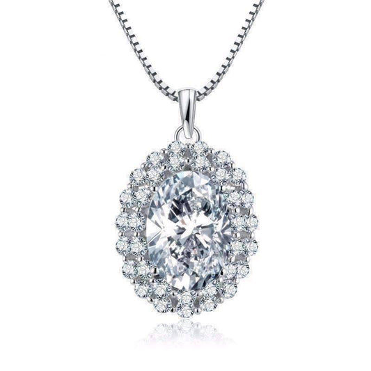 Feshionn IOBI Necklaces Countess 5CT Oval Double Halo IOBI Cultured Diamond Pendant
