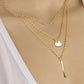 Feshionn IOBI Necklaces Delicately Layered Gold Bead Three Chain Necklace