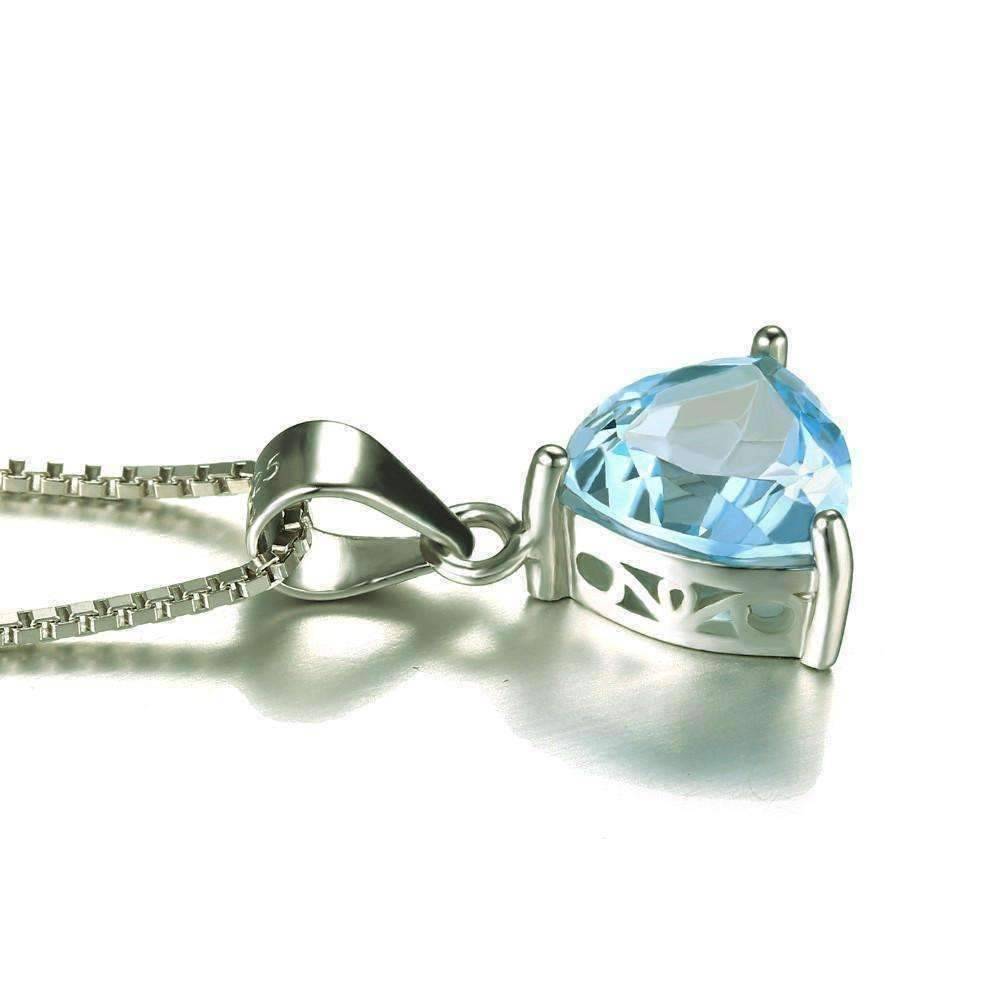 Feshionn IOBI Necklaces Ice Blue Genuine Topaz Trillion Cut 2.2CT IOBI Precious Gems Pendant Necklace