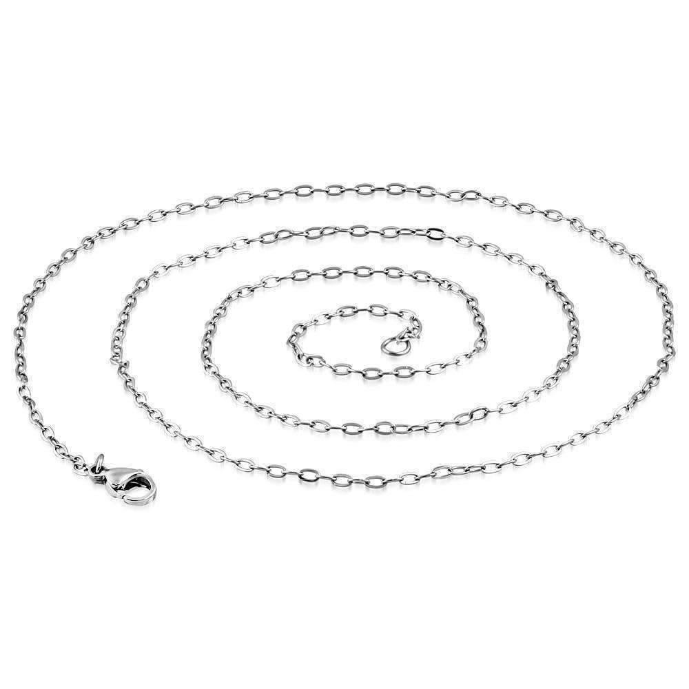 Feshionn IOBI Necklaces Mini Oval Link Style Stainless Steel Necklace Chain 18 or 23 inches