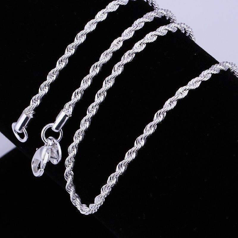 Feshionn IOBI Necklaces ON SALE - Diamond Cut Rope Chain Silver Necklace 18, 20, 22 or 24 inches