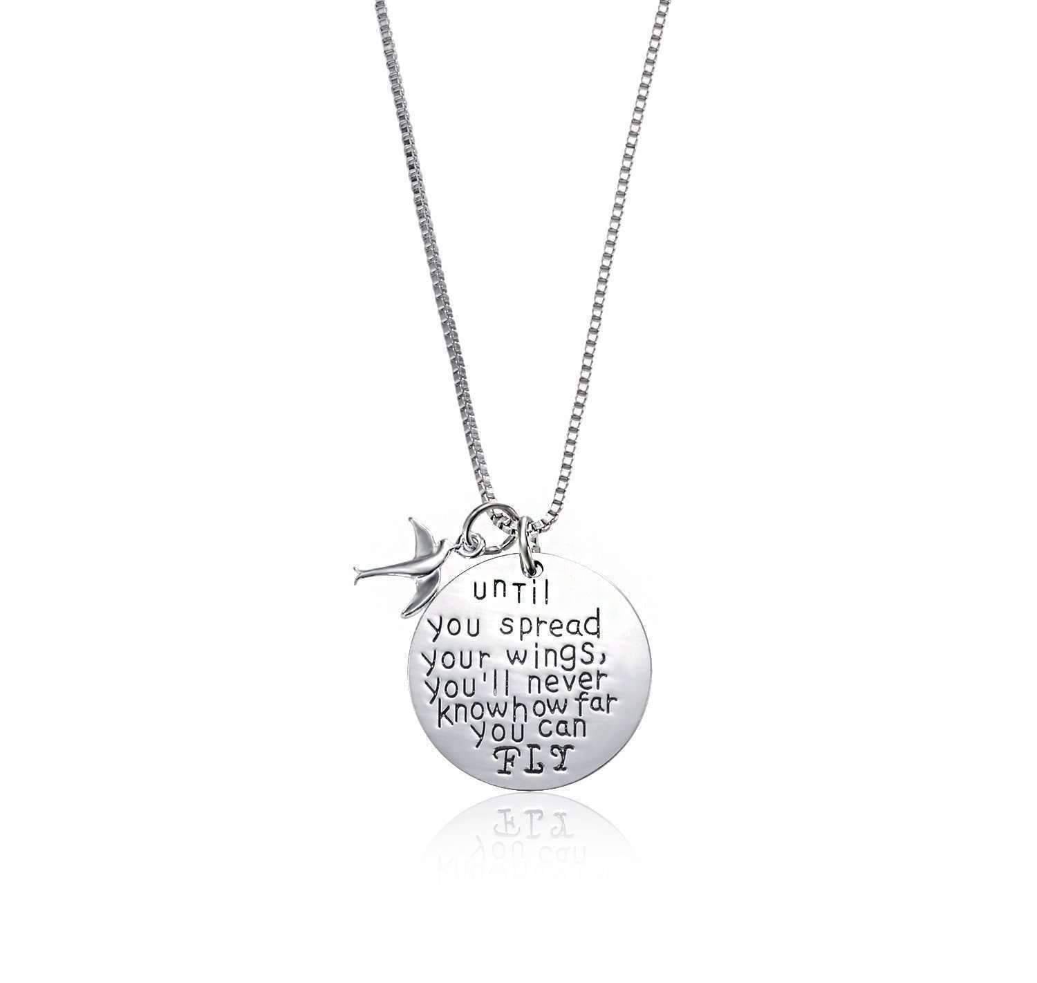 Feshionn IOBI Necklaces ON SALE - "Until You Spread Your Wings, You'll Never Know How Far You Can FLY" Inspirational Charm Necklace