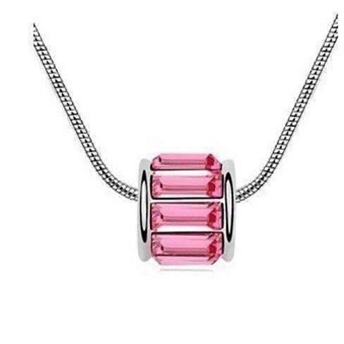 Feshionn IOBI Necklaces Pink Sapphire Baguette IOBI Crystals Necklace