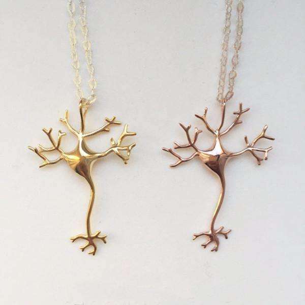 Feshionn IOBI Necklaces "Roots" Tribal Family Tree Pendant Necklace in Rose or Yellow Gold