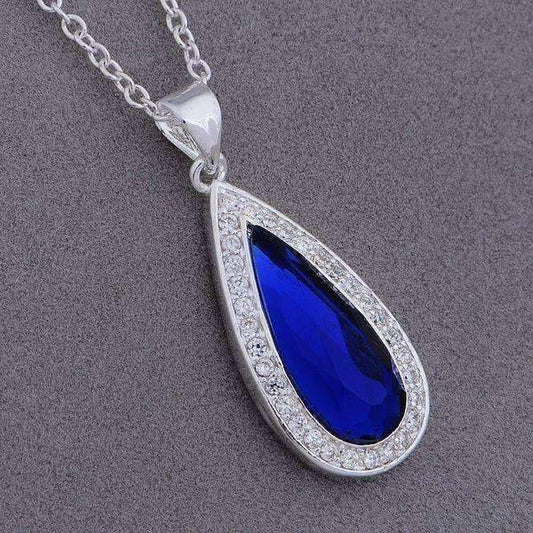 Feshionn IOBI Necklaces Sapphire Austrian Crystal Waterdrop Necklace
