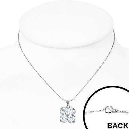 Feshionn IOBI Necklaces "Shamrock" Cubic Zirconia Four Leaf Clover Pendant Necklace