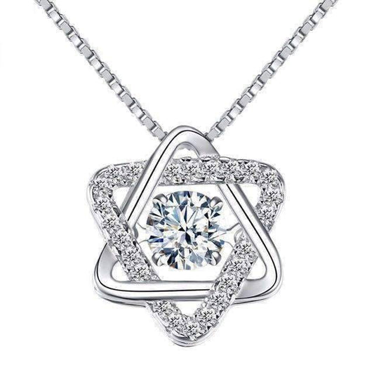 Feshionn IOBI Necklaces Star of David With Swivel Crystal Sterling Silver Pendant Necklace