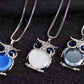 Feshionn IOBI Necklaces Twilight Blue "Night Shades" Austrian Crystal Owl Cabochon Pendant Necklace ~ Three Colors to Choose!