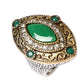 Feshionn IOBI Rings 6.5 / Green Renaissance Era Bejeweled Cocktail Ring
