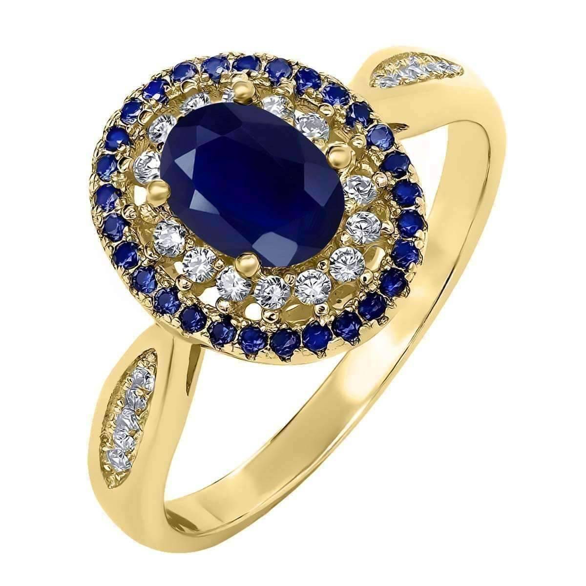 Feshionn IOBI Rings 6.5 Louisa 1.62CT Oval Cut Genuine Sapphire IOBI Precious Gems Ring