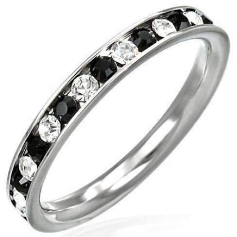 Feshionn IOBI Rings 6 / Stainless Steel Black and White Eternity Band Ring For Men or Women - Ring