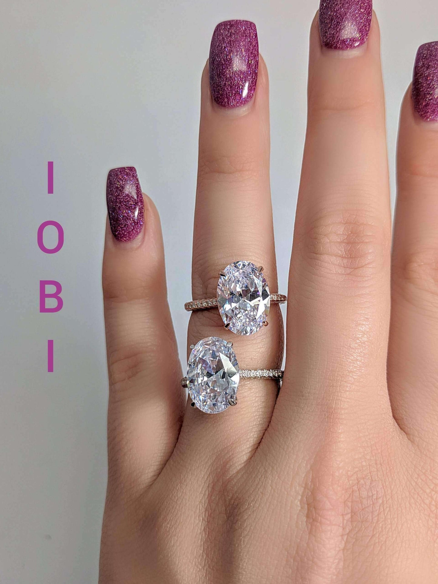 Feshionn IOBI Rings Alexandra LaRosa 5CT Oval Petite French Pavé Crown Rose Gold IOBI Cultured Diamond Ring