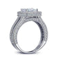 Feshionn IOBI Rings Alluring Princess Cut Halo Sterling Silver Split Shank Ring