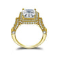 Feshionn IOBI Rings Aurelia D'ora 3CT Emerald Cut Halo 10K Solid Yellow Gold IOBI Cultured Diamond Ring
