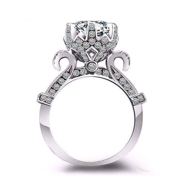 Feshionn IOBI Rings Extravagant Crown Set CZ Solitaire Engagement Ring