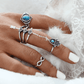 Feshionn IOBI Rings Silver Tone Symbolic Collection Boho Midi-Knuckle Rings Set of 4 - Silver or Gold