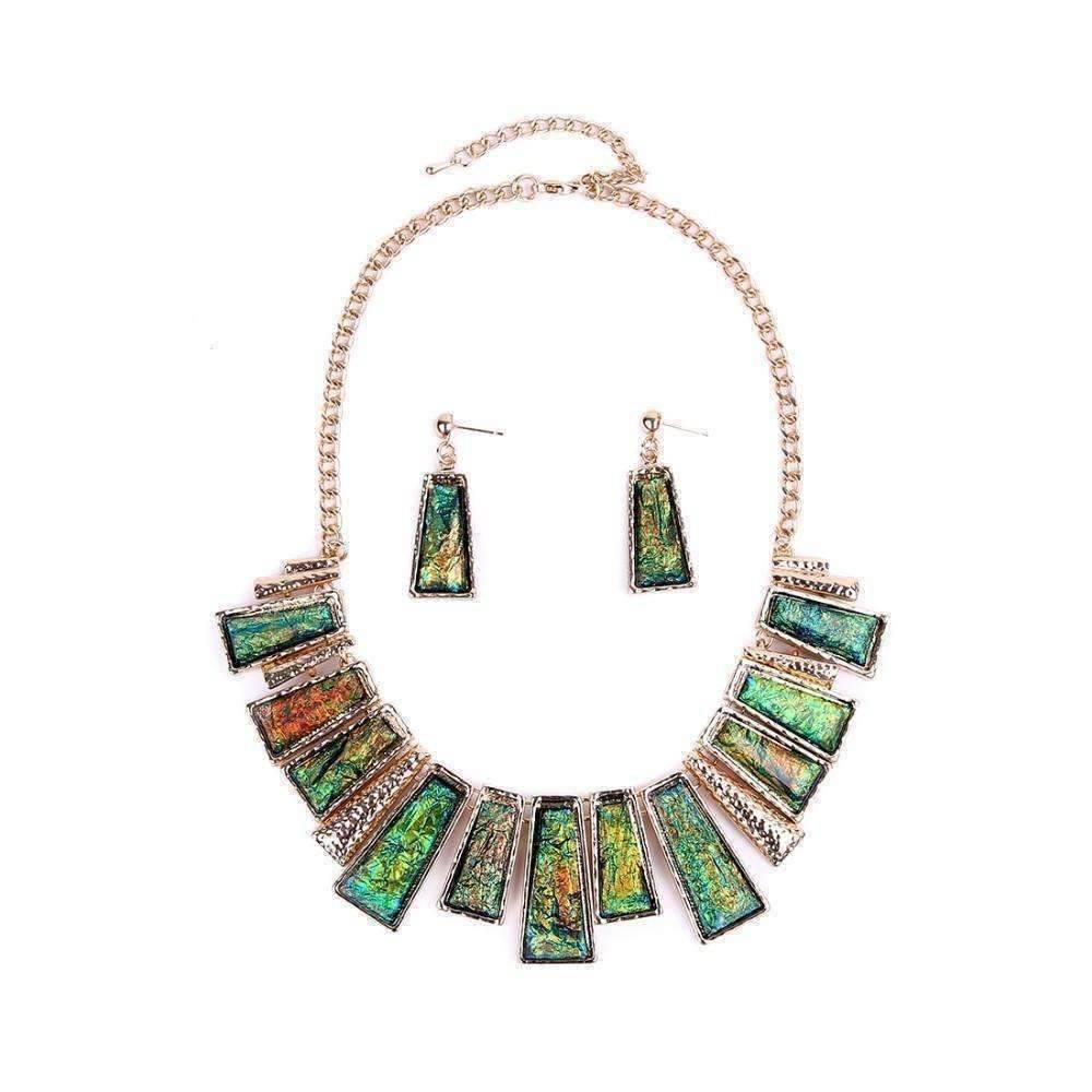 Feshionn IOBI Sets Aztec Empire Collar Necklace and Earring Set