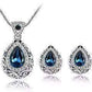 Feshionn IOBI Sets Blue Sapphire Earrings Only Vintage Filigree Teardrop Necklace and Earrings Set or Individual - Choose Your Color!