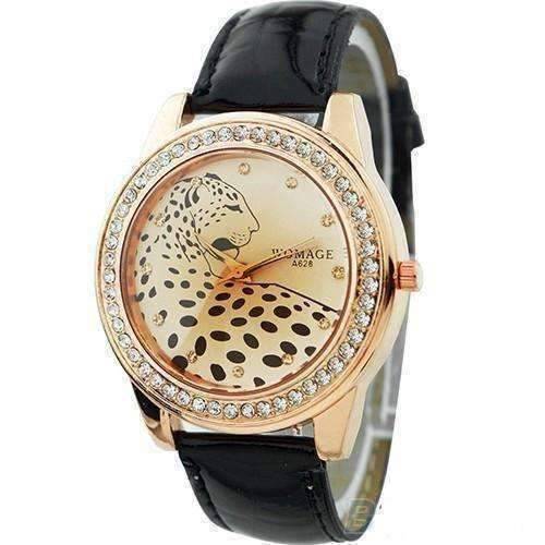 Feshionn IOBI Watches Black Fierce Leopard Ladies Leather Watch