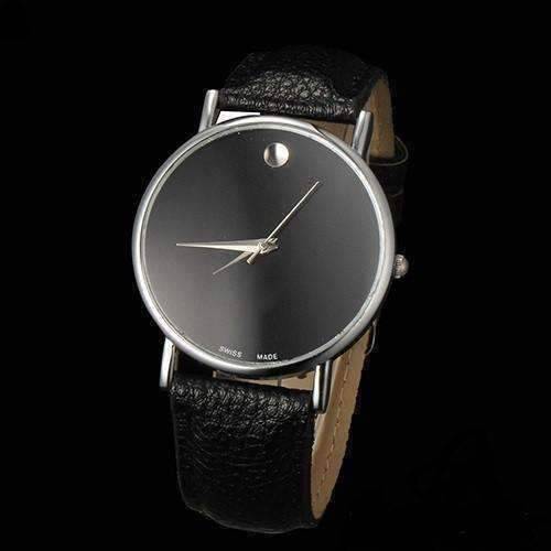 Feshionn IOBI Watches Black Swiss Leather Watch in Black