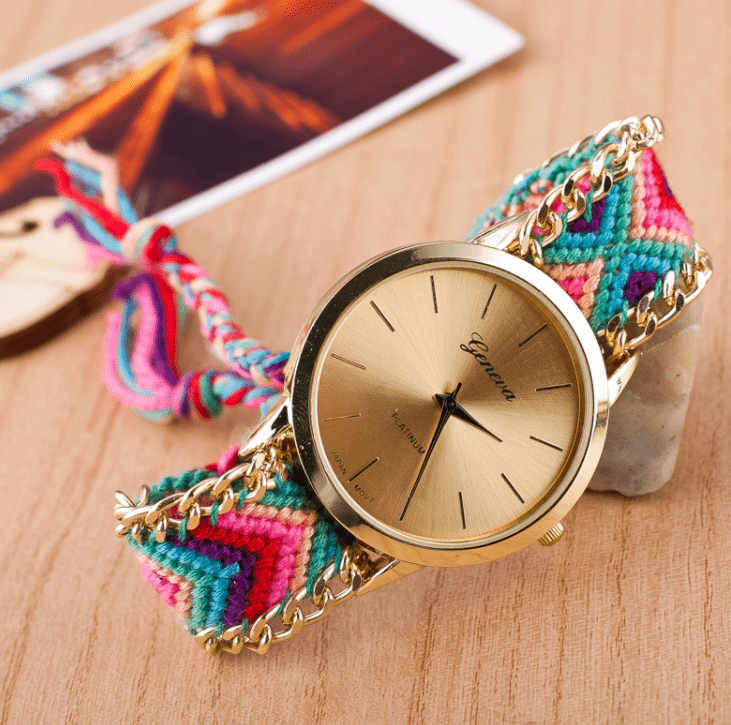 Feshionn IOBI Watches Hot Pink Offbeat Hand Woven Watch in 13 Colorful Patterns