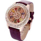 Feshionn IOBI Watches Purple Kaleidoscope of Colors Deluxe Crystal & Leather Wrist Watch ~ Four Colors to Choose!
