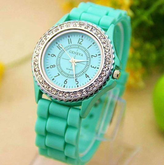 Feshionn IOBI Watches Sparkly Silky Silicone Watch in Mint Green