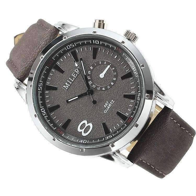 Feshionn IOBI Watches Sueded Leather 8 Watch in Dark Grey For Men or Women