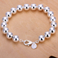 Silver Bold Beads Bracelet for Woman Classic 10mm High Polished Lobster Clasp Any Occasion