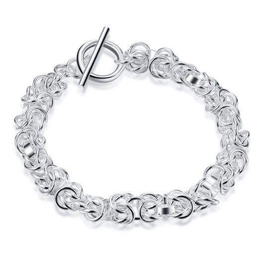 Knotted Links Silver Toggle Bracelet For Woman Special Occasion Christmas Birthday Mother's Day