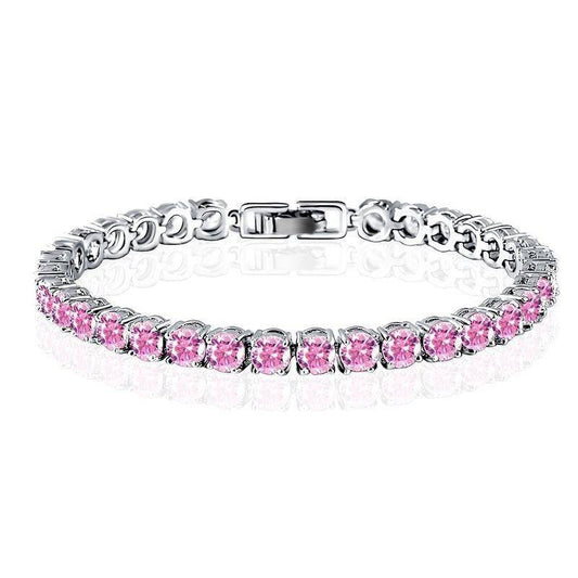 Luxury Pink Swiss CZ Tennis Bracelet For Woman Special Occasion Holiday Birthday