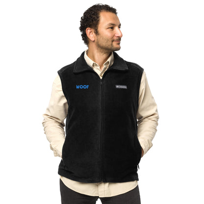 Men’s Columbia Fleece Vest With Pockets Embroidery Woof for Dog Lover