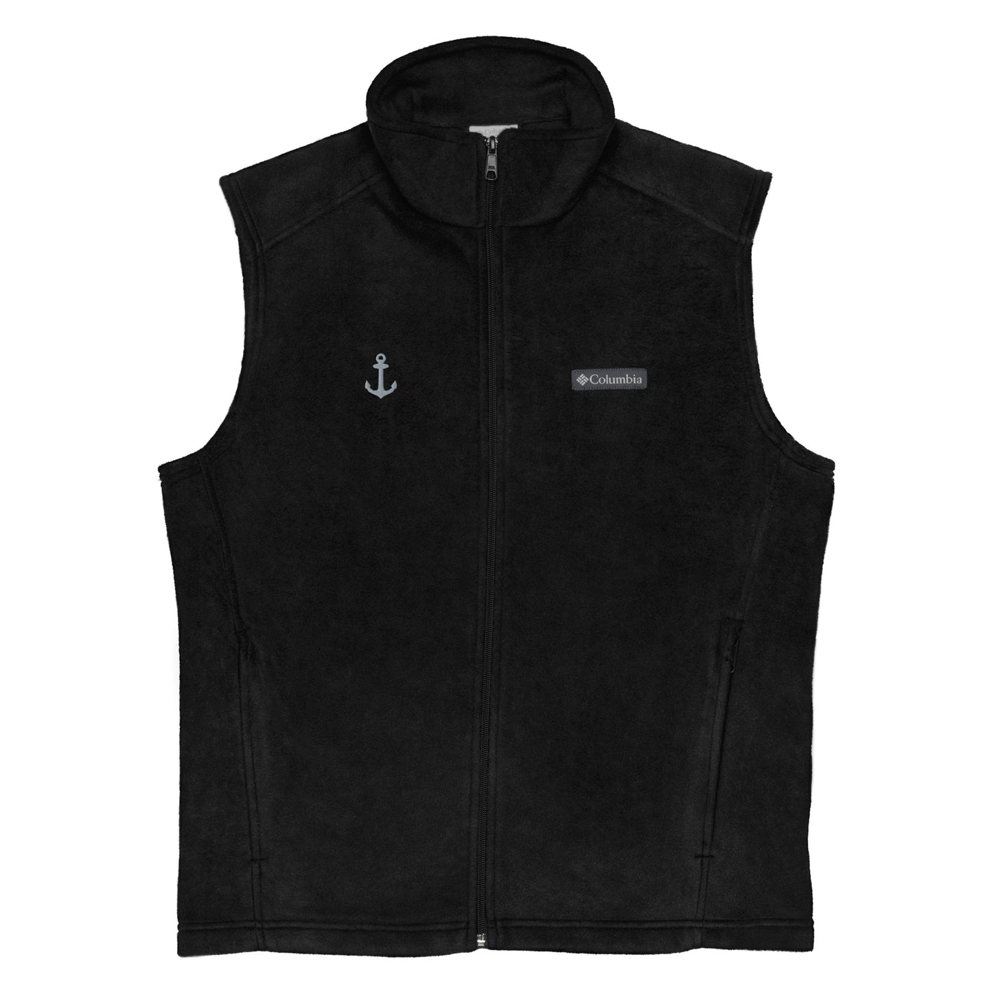 Men’s Columbia Fleece Vest With Pockets Embroidery Ship Anchor Navy